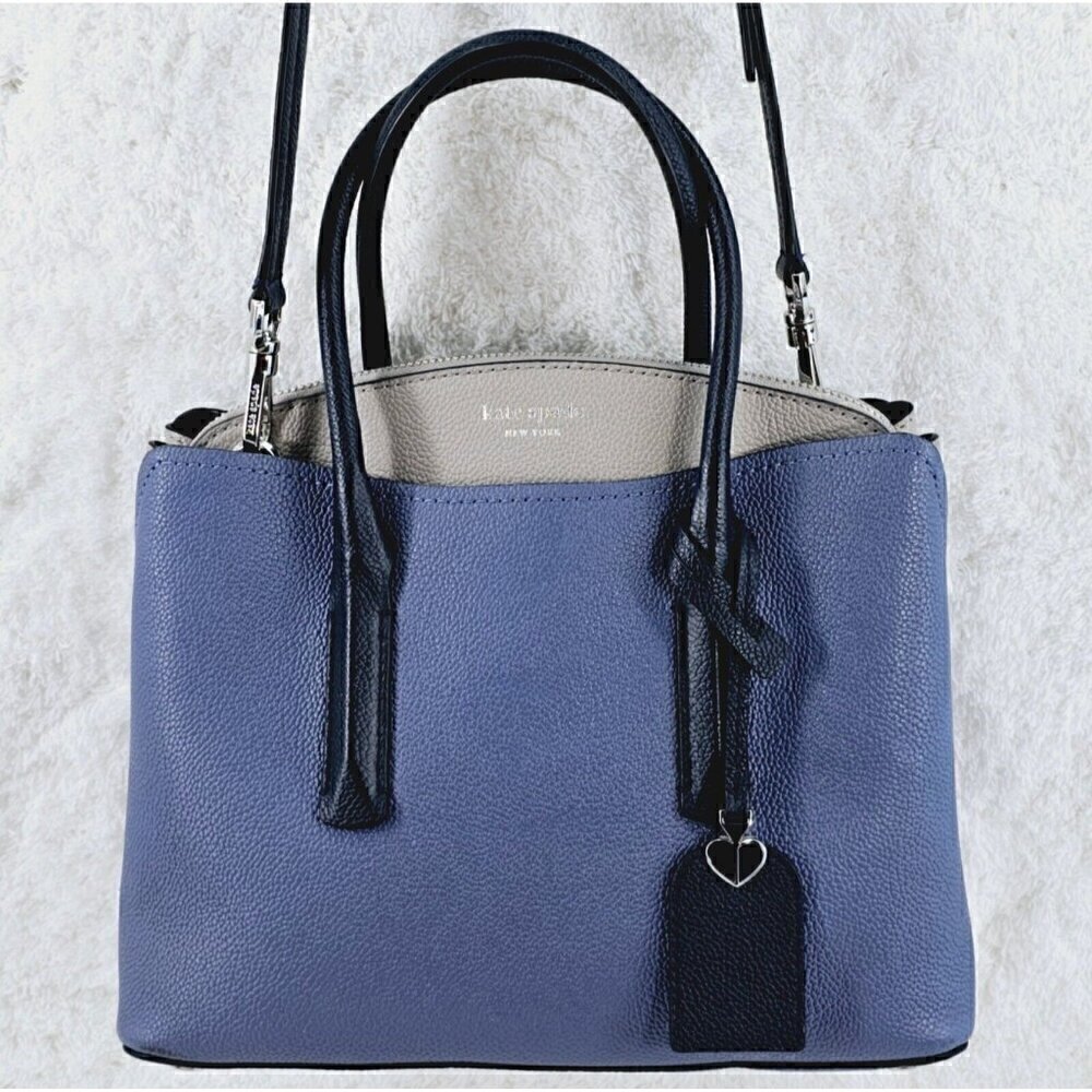 KATE SPADE Margaux Celestial Blue Colorblock Pebble Leather Satchel Crossbody
